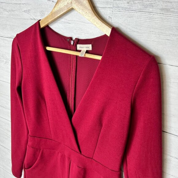 Silence + Noise Romper Womens Size Medium Cranberry Burgundy Long Sleeve Pockets - Picture 11 of 16